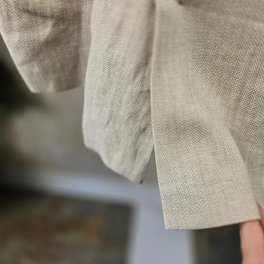 Joseph Abboud Sz 40 Regular 100% Linen Cream Colored Blazer 2 Button Herringbone